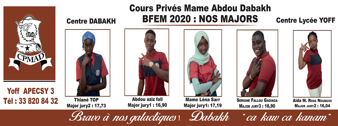 BFEM 2020 : Nos majors